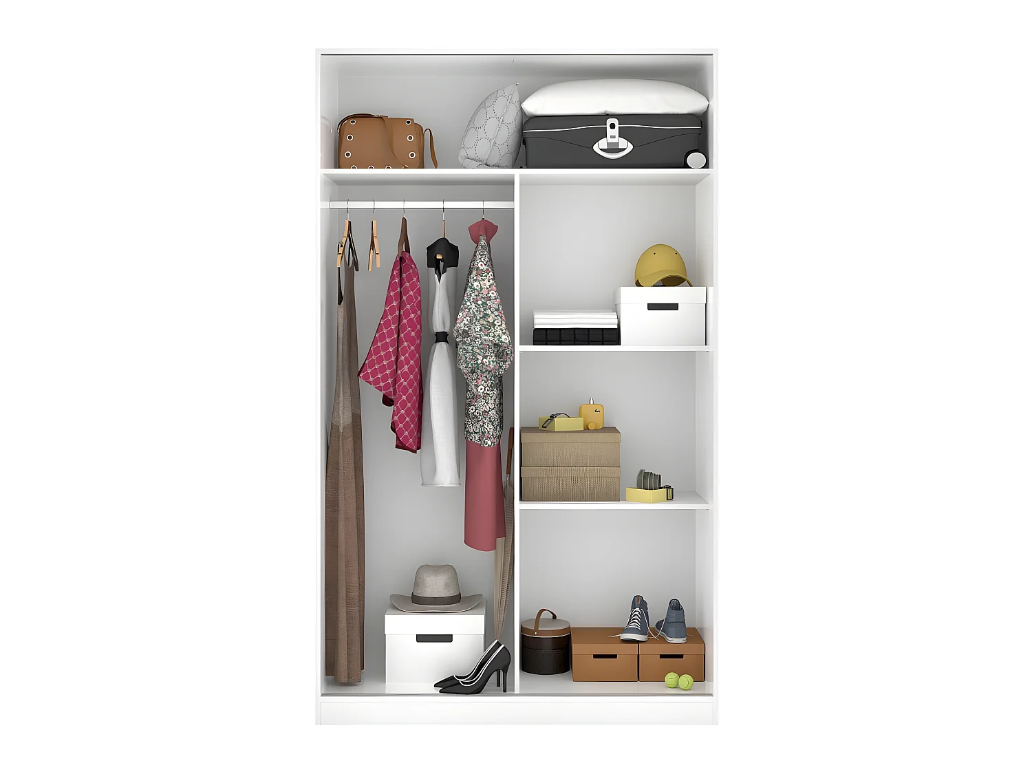 Armoire à portes coulissantes coloris blanc brillant - Longueur 120 x Profondeur 50 x Hauteur 204 cm