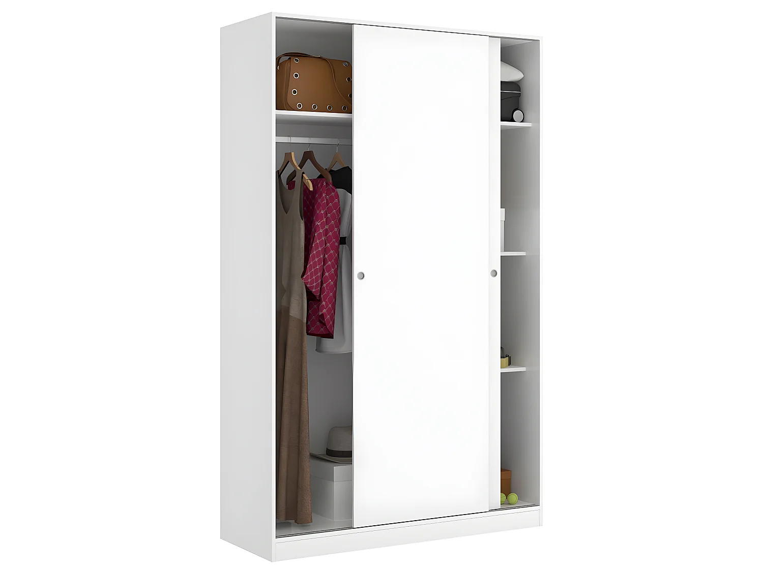 Armoire à portes coulissantes coloris blanc brillant - Longueur 120 x Profondeur 50 x Hauteur 204 cm