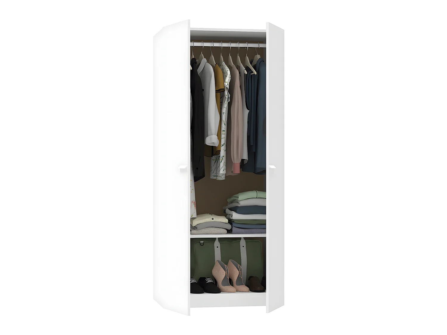 Armoire placard / meuble de rangement coloris blanc - Hauteur 180 x Longueur 79 x Profondeur 52 cm
