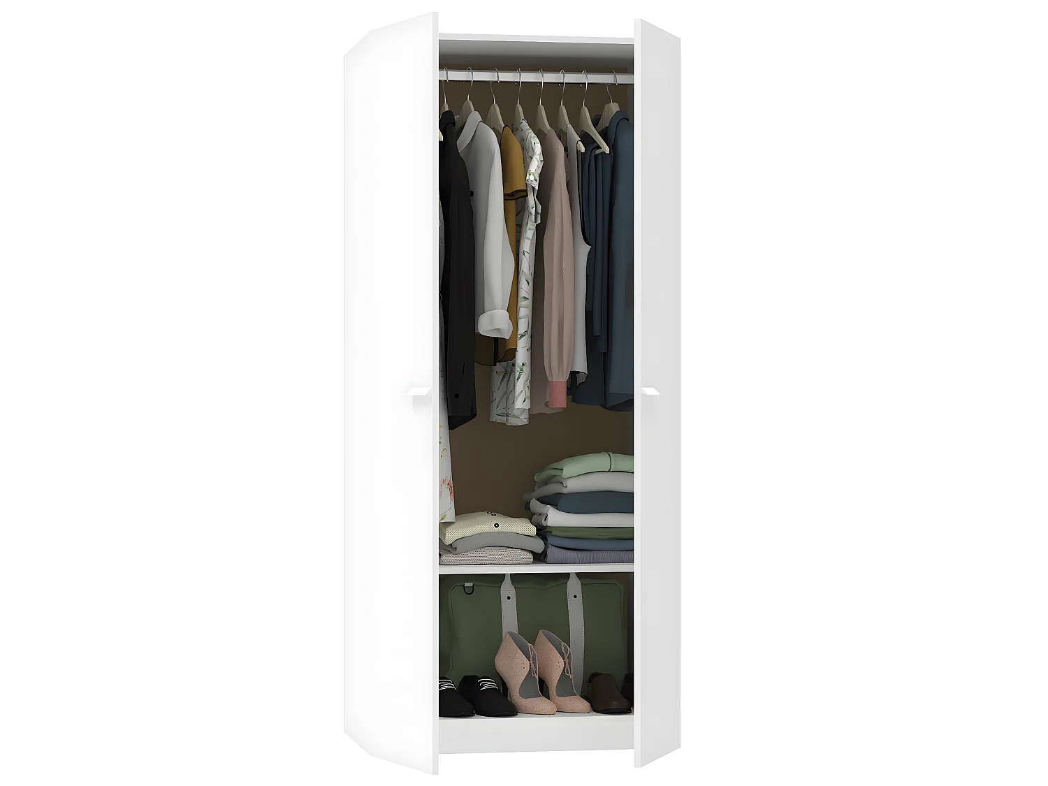 Armoire placard / meuble de rangement coloris blanc - Hauteur 180 x Longueur 79 x Profondeur 52 cm