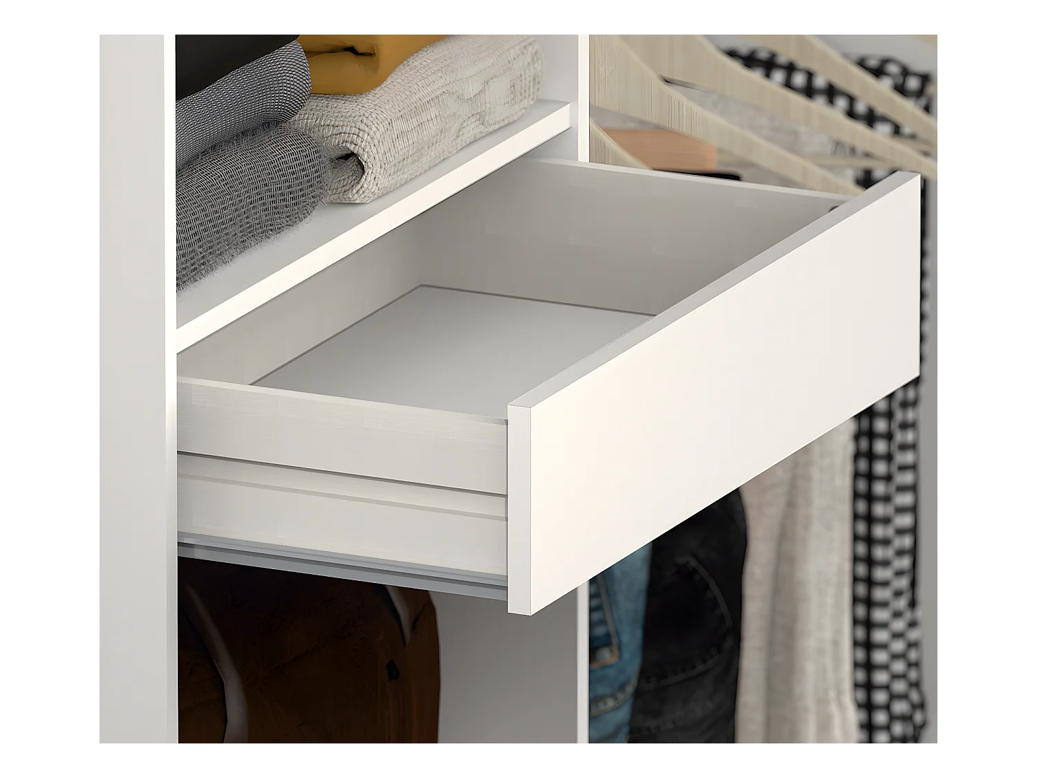 Armoire dressing coloris Blanc - Hauteur 200 x Longueur 200 x Profondeur 50 cm