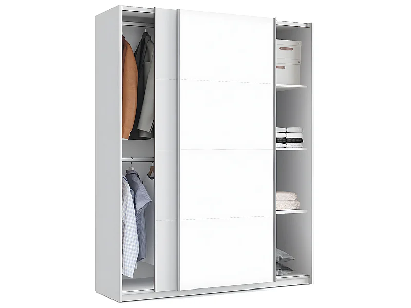Armoire placard / meuble de rangement coloris Blanc - Hauteur 200 x Longueur 150 x Profondeur 62 cm