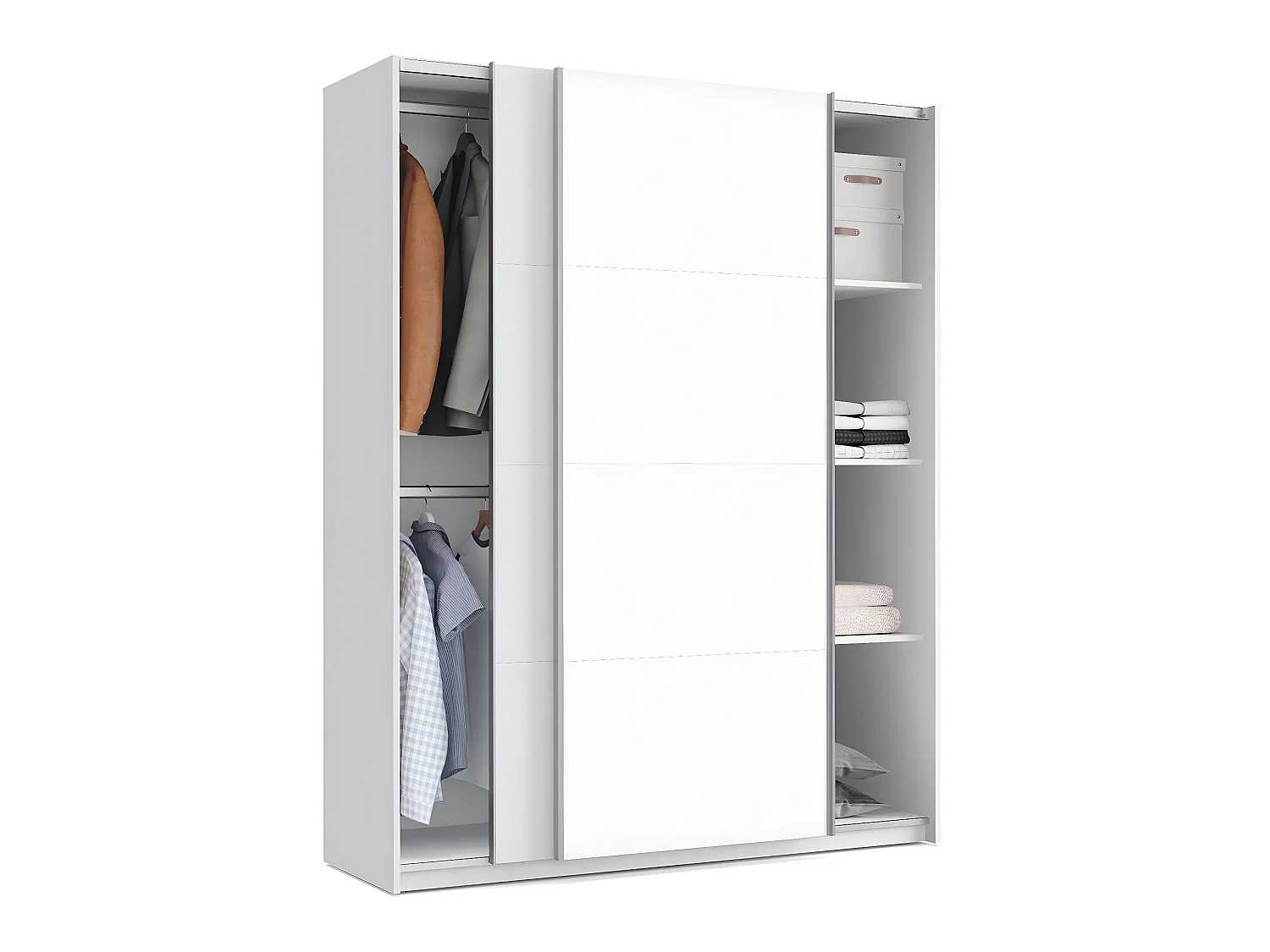 Armoire placard / meuble de rangement coloris Blanc - Hauteur 200 x Longueur 150 x Profondeur 62 cm