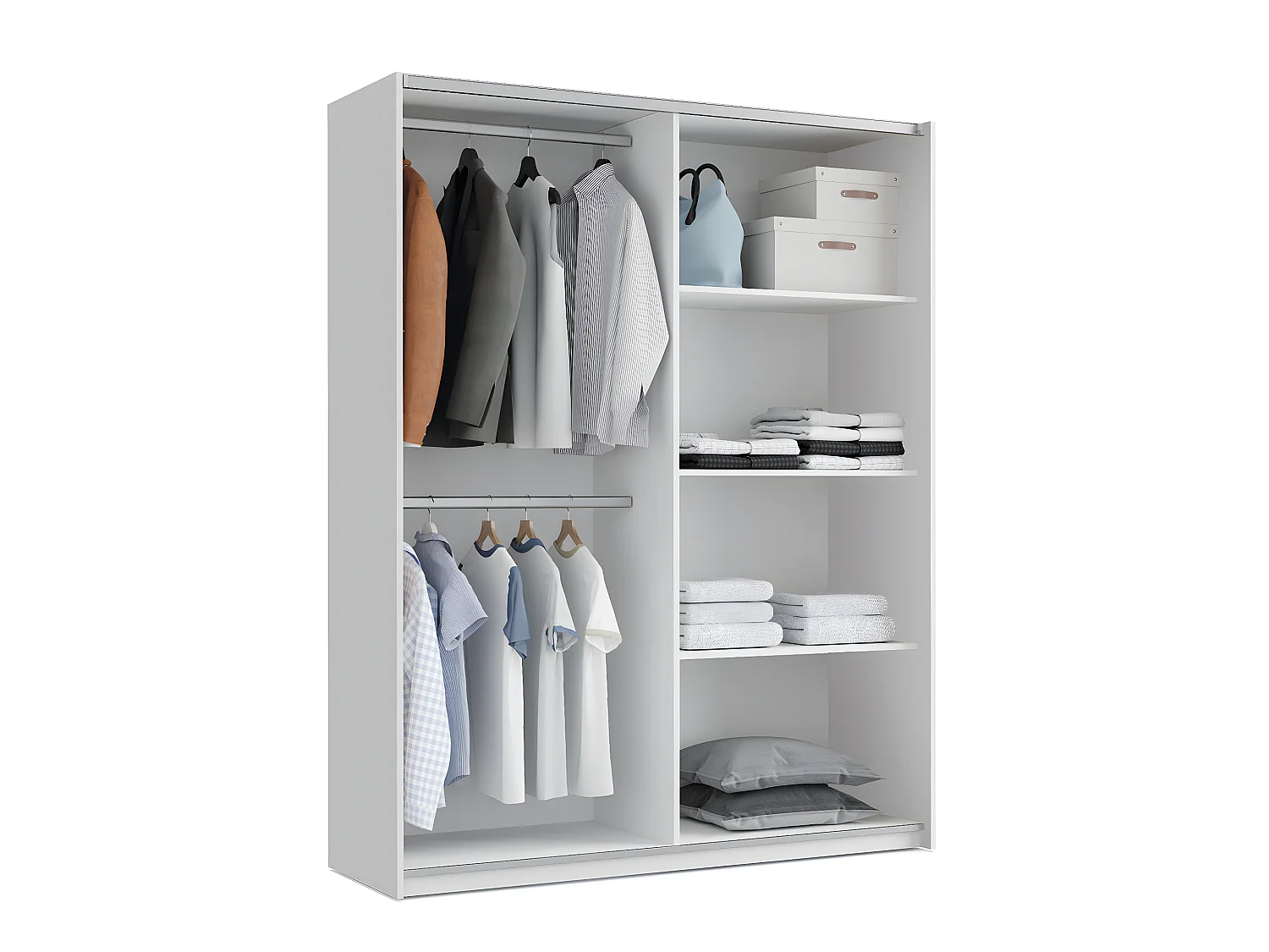Armoire placard / meuble de rangement coloris Blanc - Hauteur 200 x Longueur 150 x Profondeur 62 cm