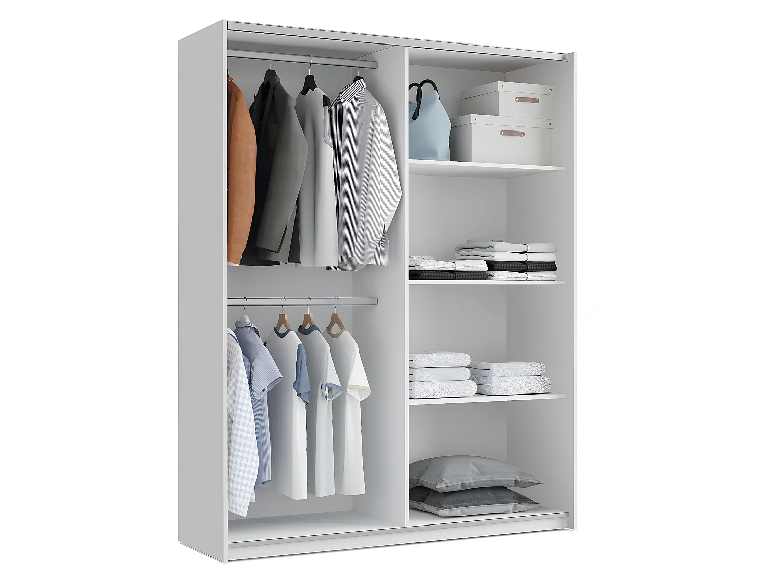 Armoire placard / meuble de rangement coloris Blanc - Hauteur 200 x Longueur 150 x Profondeur 62 cm
