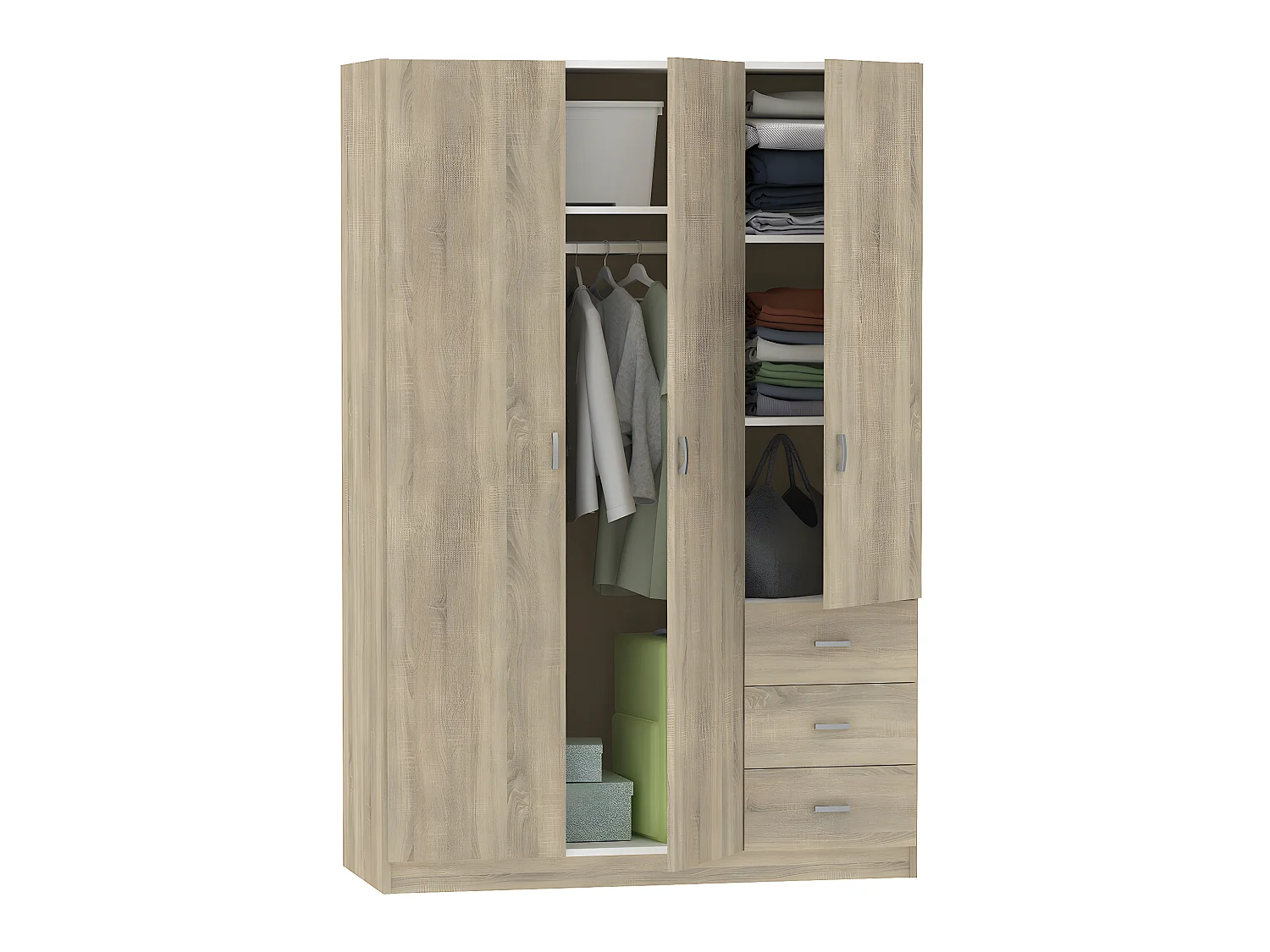 Armoire placard / meuble de rangement coloris cambrian - Hauteur 180 x Longueur 120 x Profondeur 50 cm