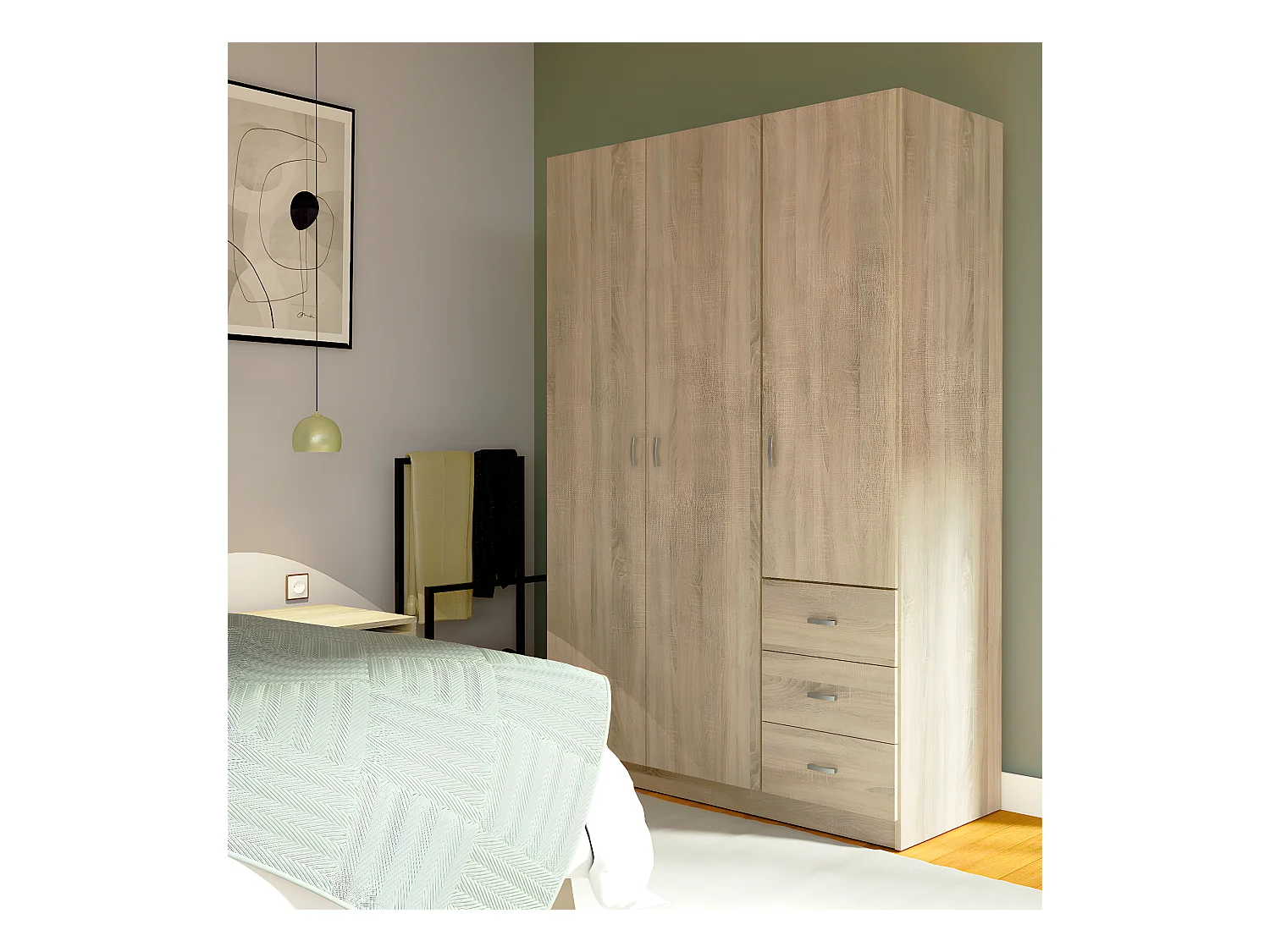 Armoire placard / meuble de rangement coloris cambrian - Hauteur 180 x Longueur 120 x Profondeur 50 cm