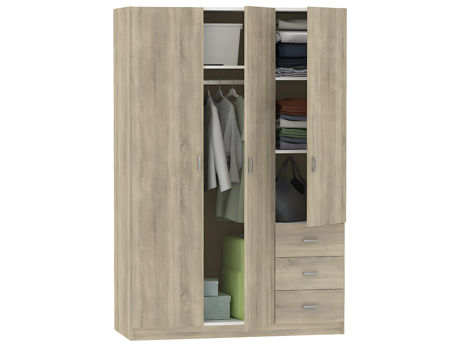 Armoire placard / meuble de rangement coloris cambrian - Hauteur 180 x Longueur 120 x Profondeur 50 cm