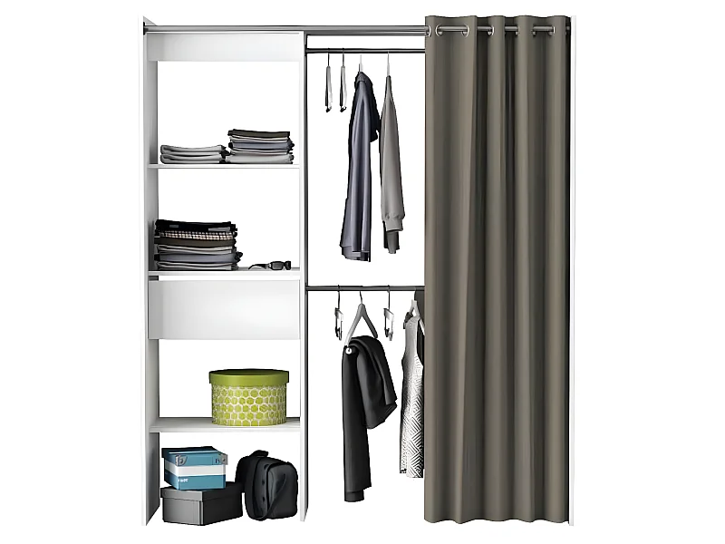 Kit placard extensible SPACE en panneaux de particules Blanc perle - Dim 168,2 x 187 x 50 cm