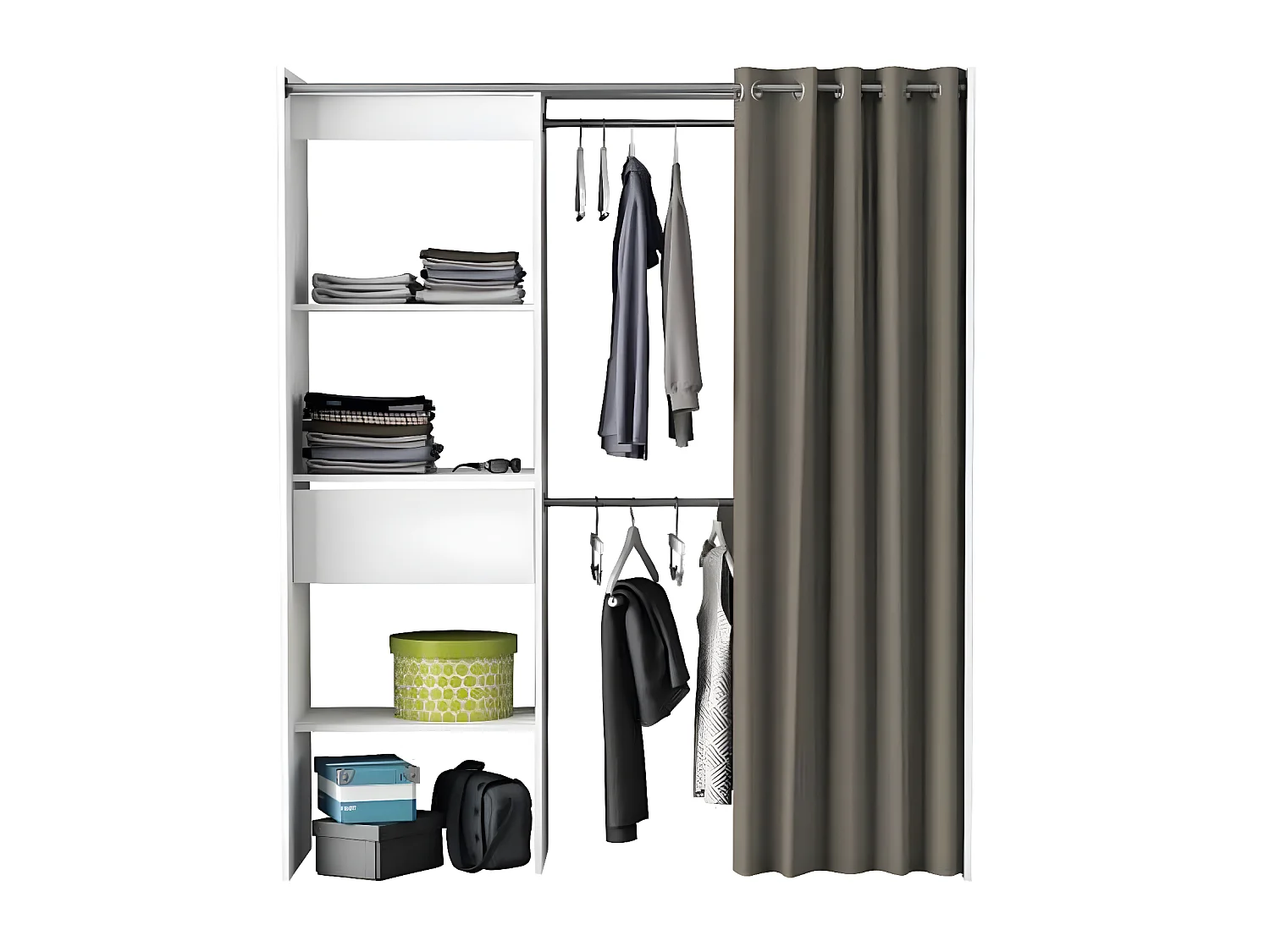 Kit placard extensible SPACE en panneaux de particules Blanc perle - Dim 168,2 x 187 x 50 cm