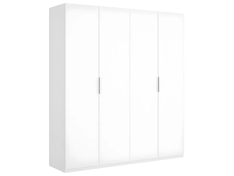 Armoire placard meuble de rangement coloris blanc brillant - Longueur 180 x Profondeur 52 x Hauteur 204 cm