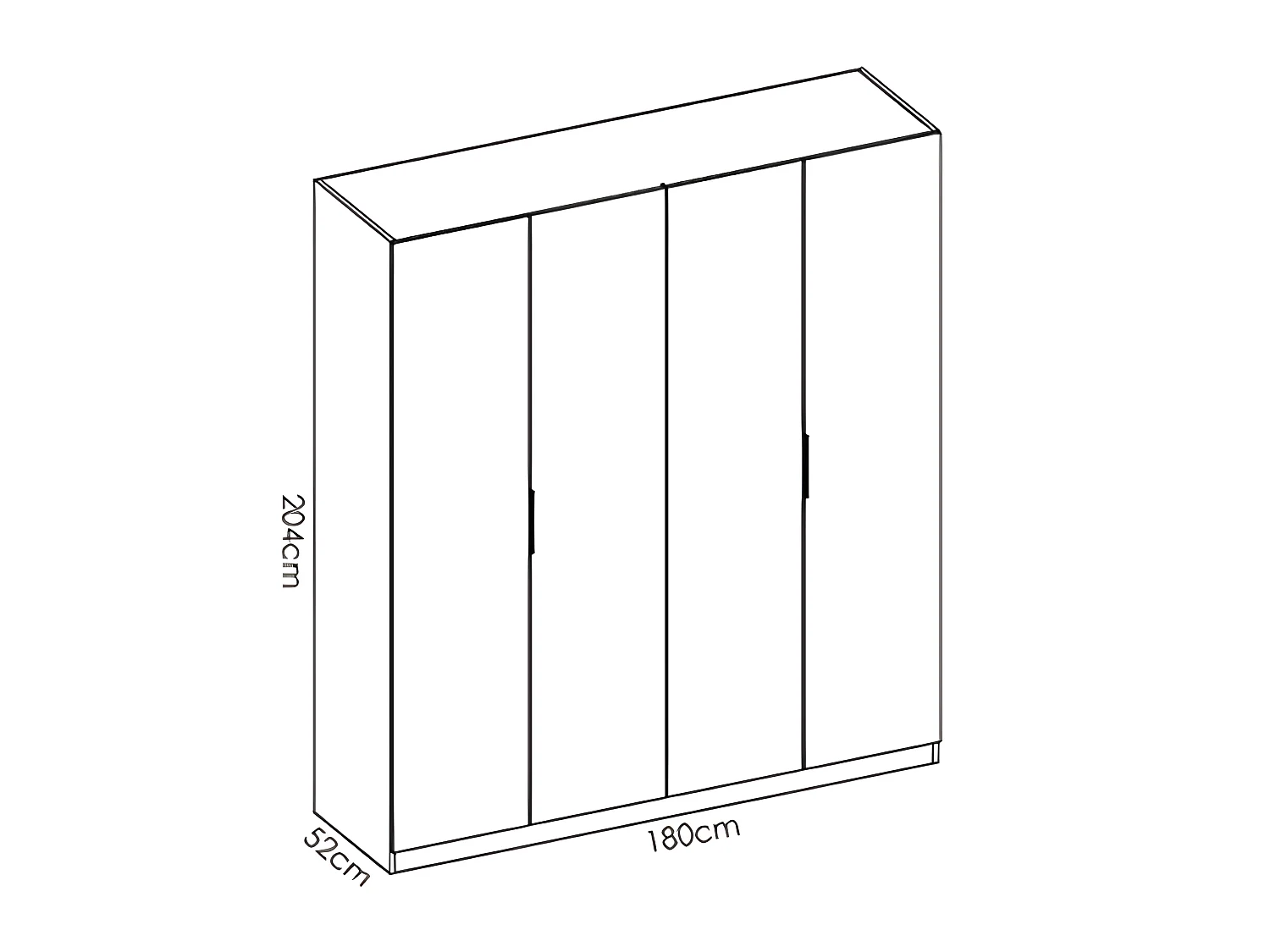 Armoire placard meuble de rangement coloris blanc brillant - Longueur 180 x Profondeur 52 x Hauteur 204 cm