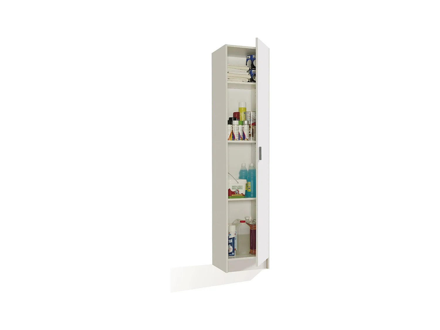 Armoire avec 1 porte et 4 étagères, coloris blanche, Longueur 37 x Hauteur 180 x Profondeur 37