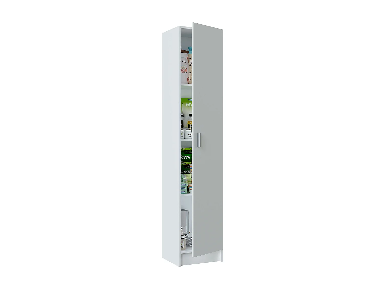 Armoire avec 1 porte et 4 étagères, coloris blanche, Longueur 37 x Hauteur 180 x Profondeur 37