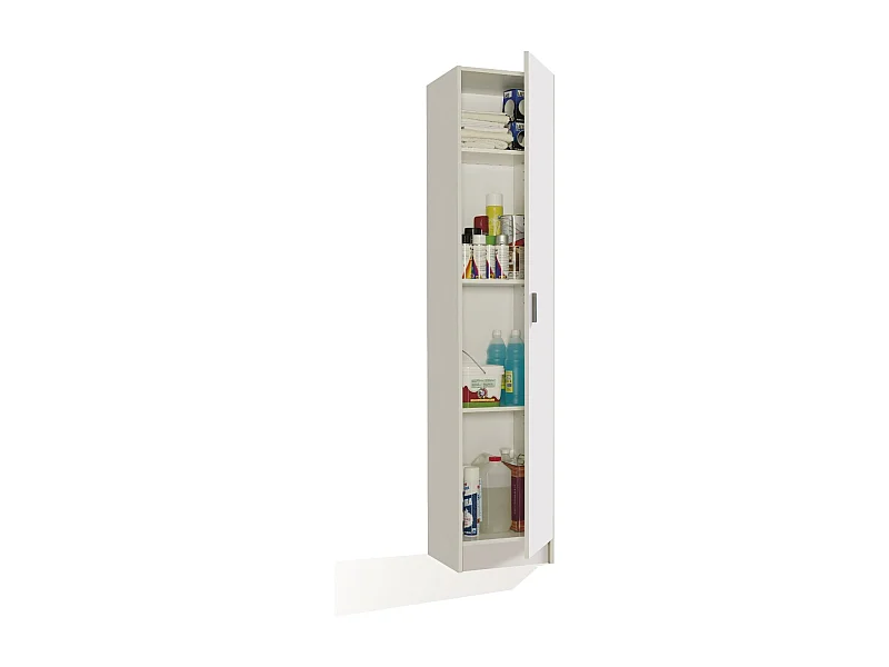 Armoire avec 1 porte et 4 étagères, coloris blanche, Longueur 37 x Hauteur 180 x Profondeur 37