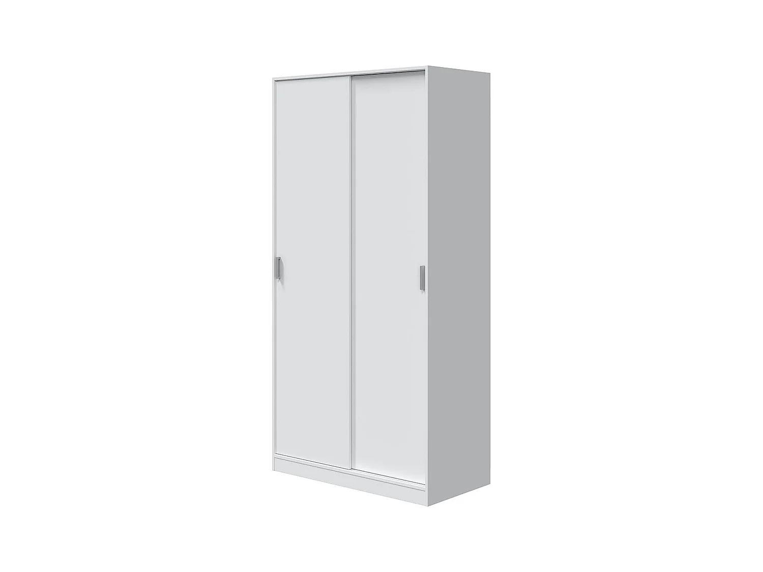 Armoire avec 2 Portes Coulissantes coloris Blanc - Dim : L 100 cm x H 200 x P 50 cm