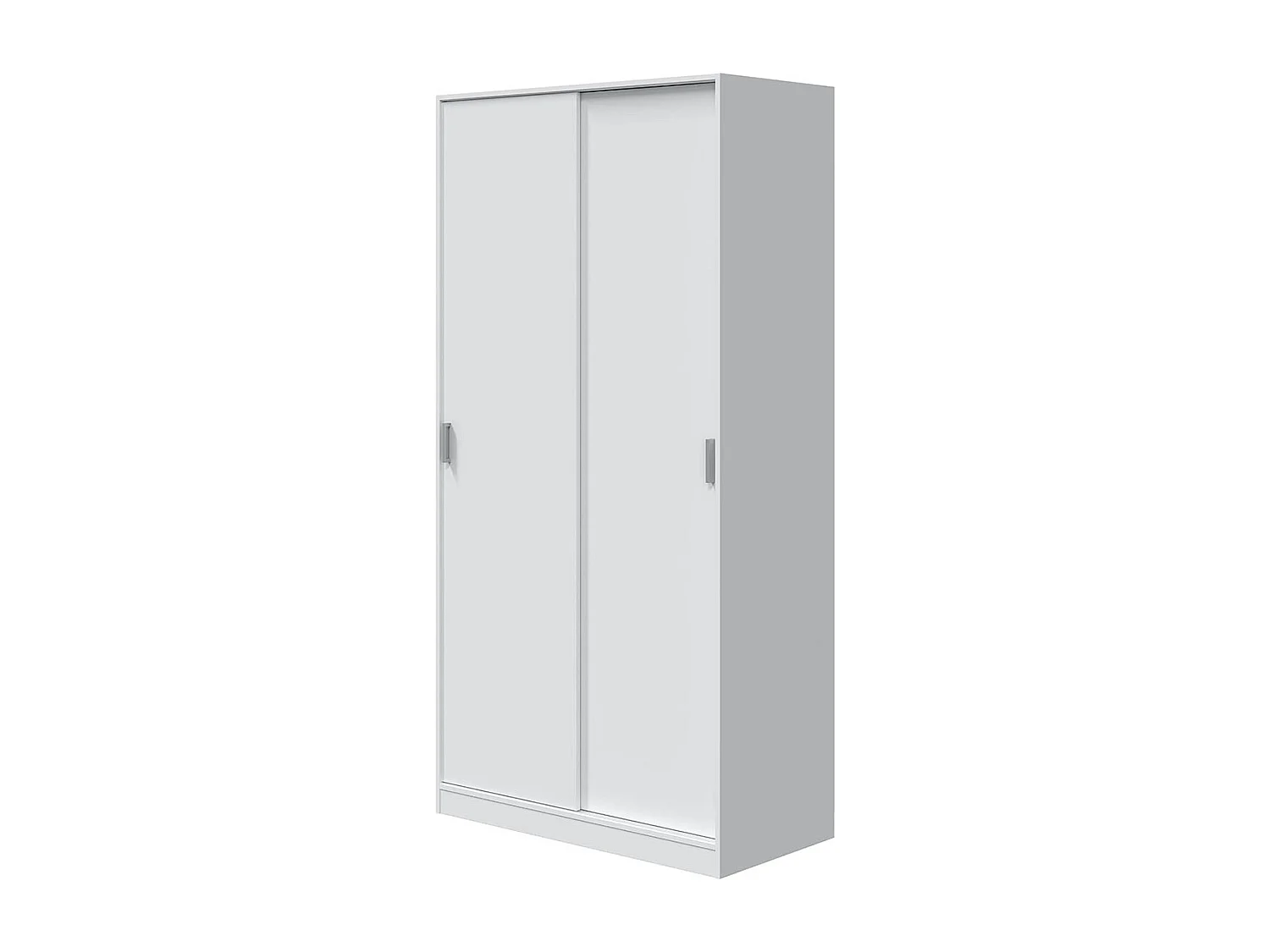 Armoire avec 2 Portes Coulissantes coloris Blanc - Dim : L 100 cm x H 200 x P 50 cm