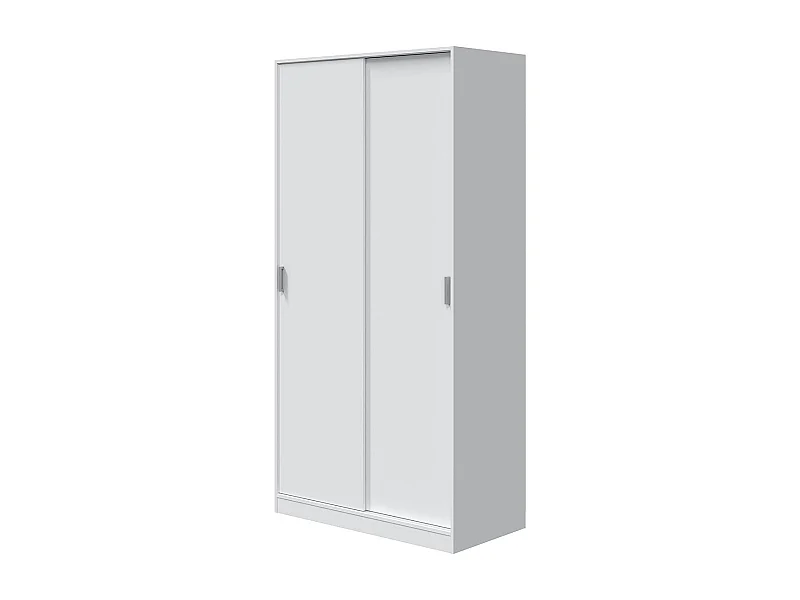 Armoire avec 2 Portes Coulissantes coloris Blanc - Dim : L 100 cm x H 200 x P 50 cm