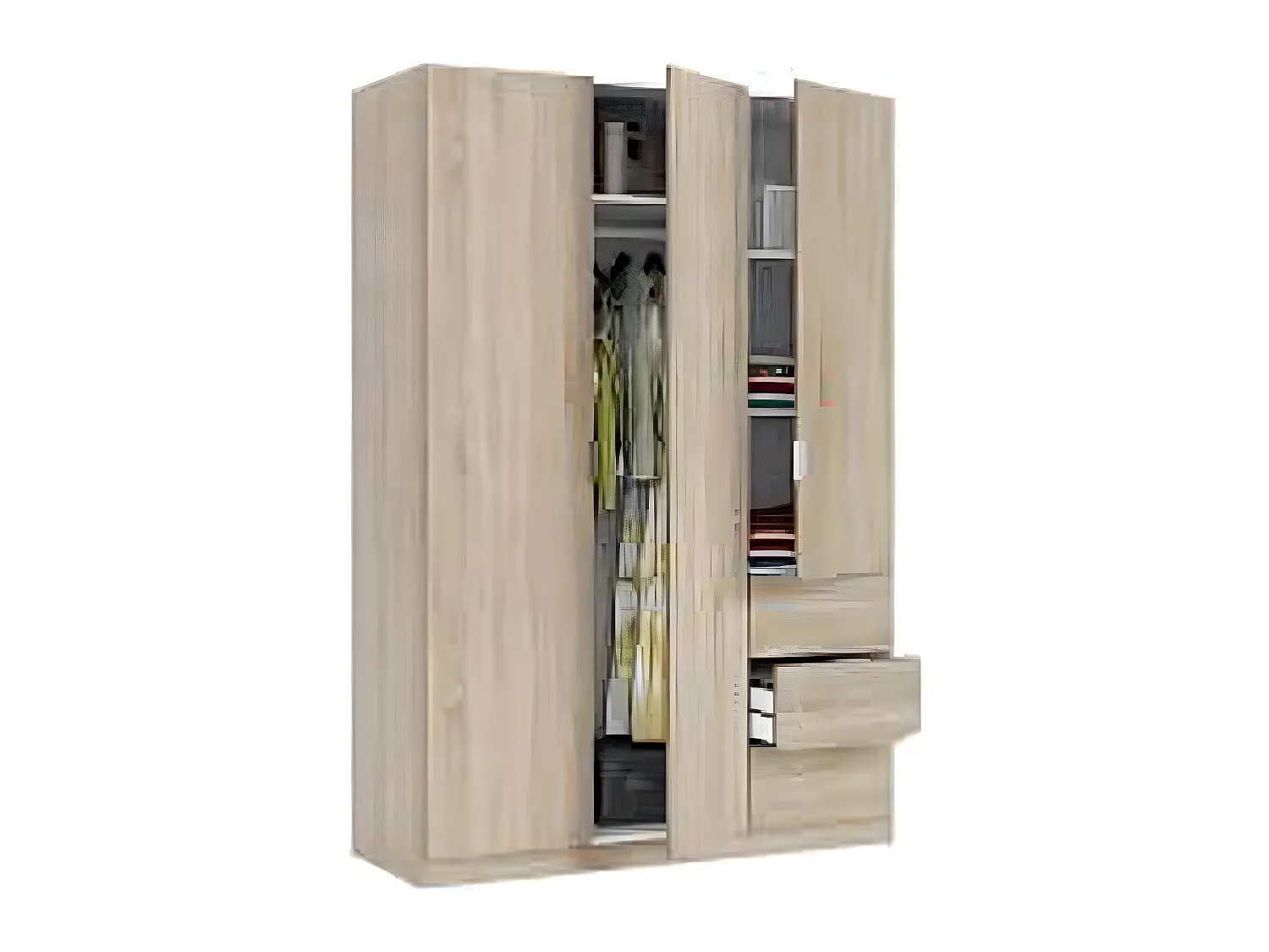 Armoire avec 3 portes coloris chêne canadien - 200 x 135 x 52 cm