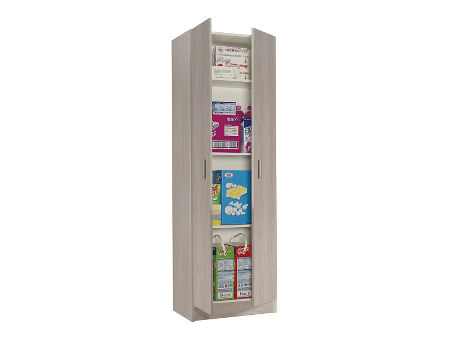 Armoire de rangement 2 portes en mélamine coloris chêne - Dim : H180 x L58.5 x P37 cm