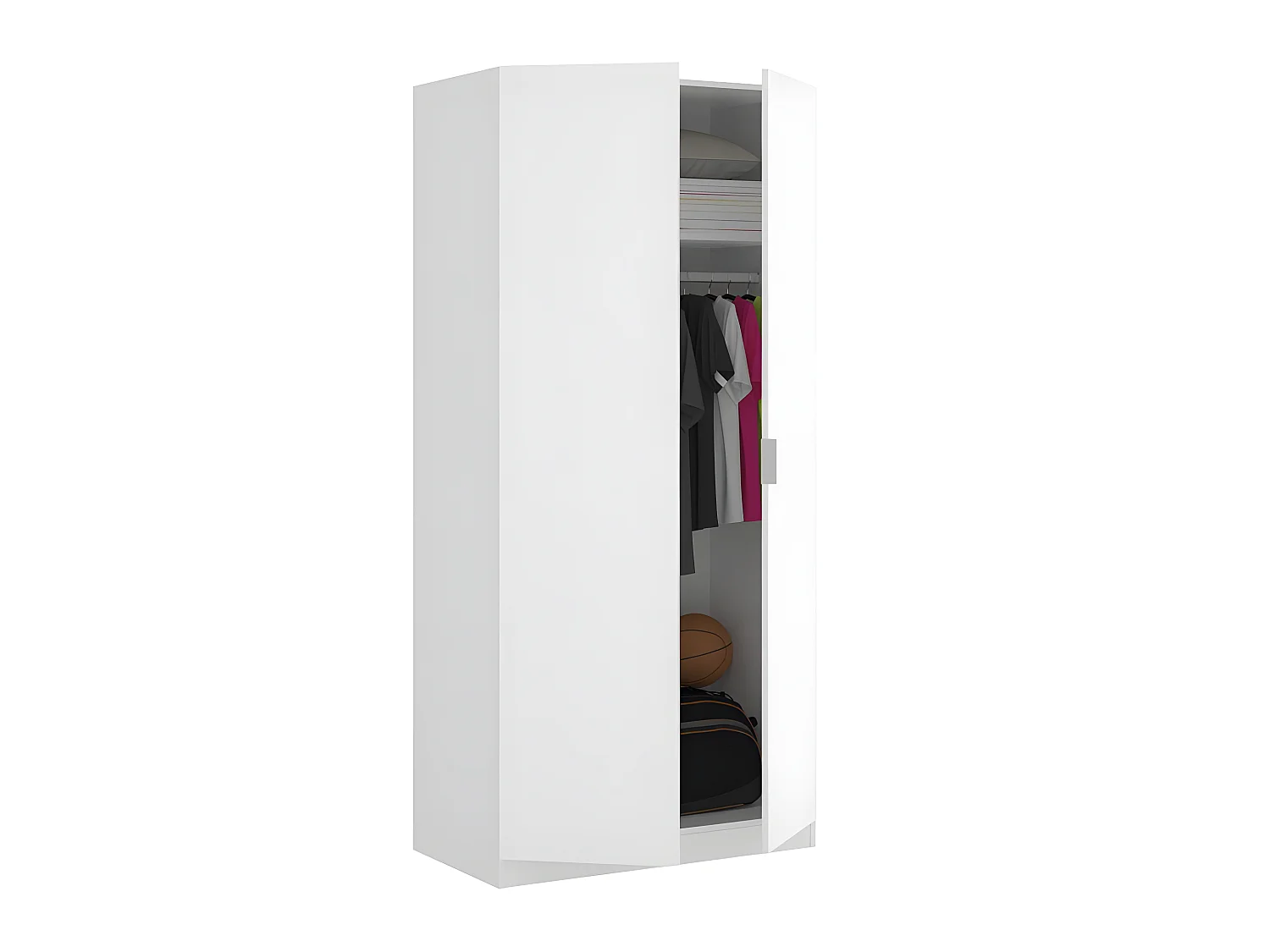 Armoire placard meuble de rangement coloris blanc - Longueur 81 x Hauteur 184 x Profondeur 52 cm
