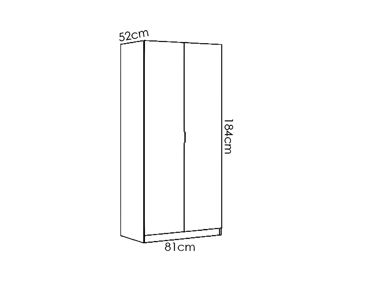 Armoire placard meuble de rangement coloris blanc - Longueur 81 x Hauteur 184 x Profondeur 52 cm