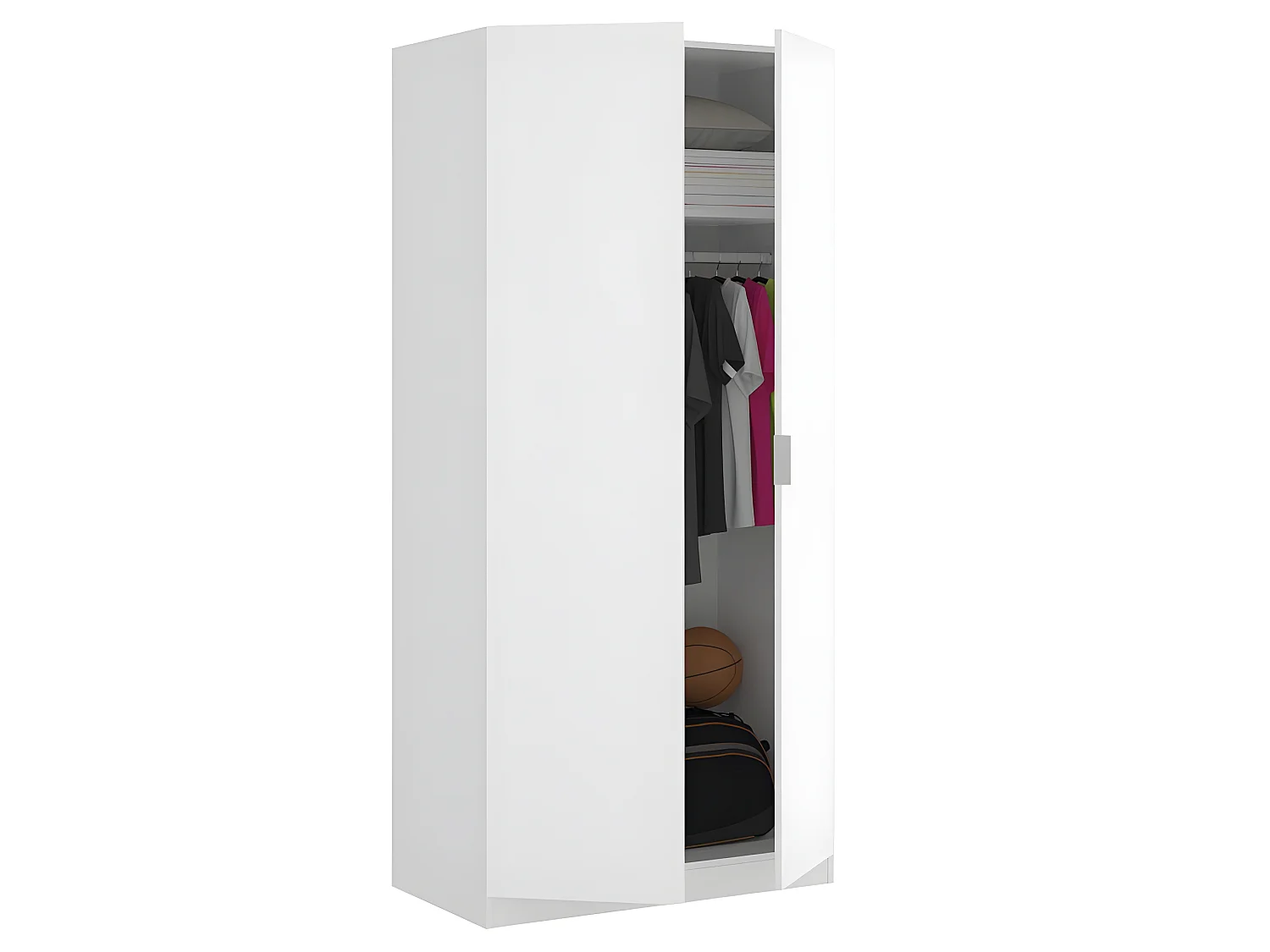 Armoire placard meuble de rangement coloris blanc - Longueur 81 x Hauteur 184 x Profondeur 52 cm