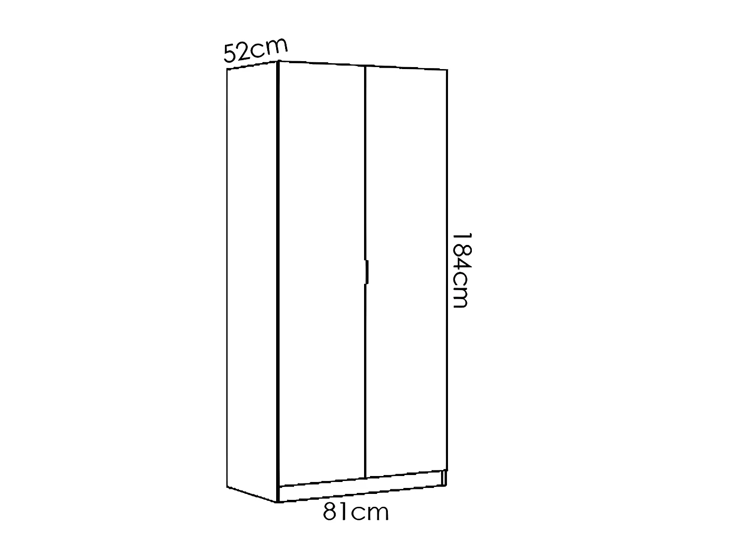Armoire placard meuble de rangement coloris blanc - Longueur 81 x Hauteur 184 x Profondeur 52 cm