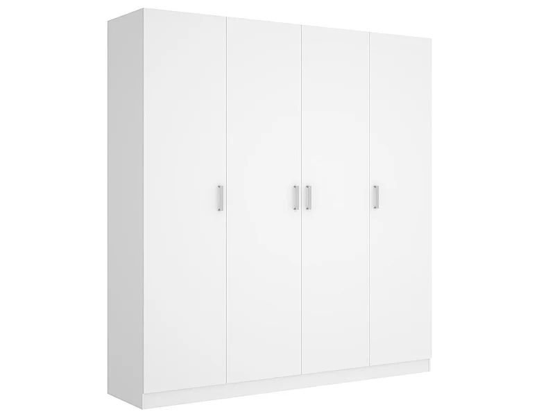 Armoire placard meuble de rangement coloris blanc - Longueur 200 x Profondeur 52 x Hauteur 215 cm