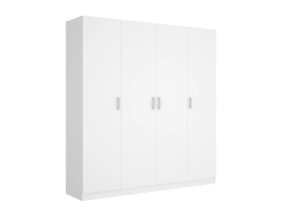 Armoire placard meuble de rangement coloris blanc - Longueur 200 x Profondeur 52 x Hauteur 215 cm