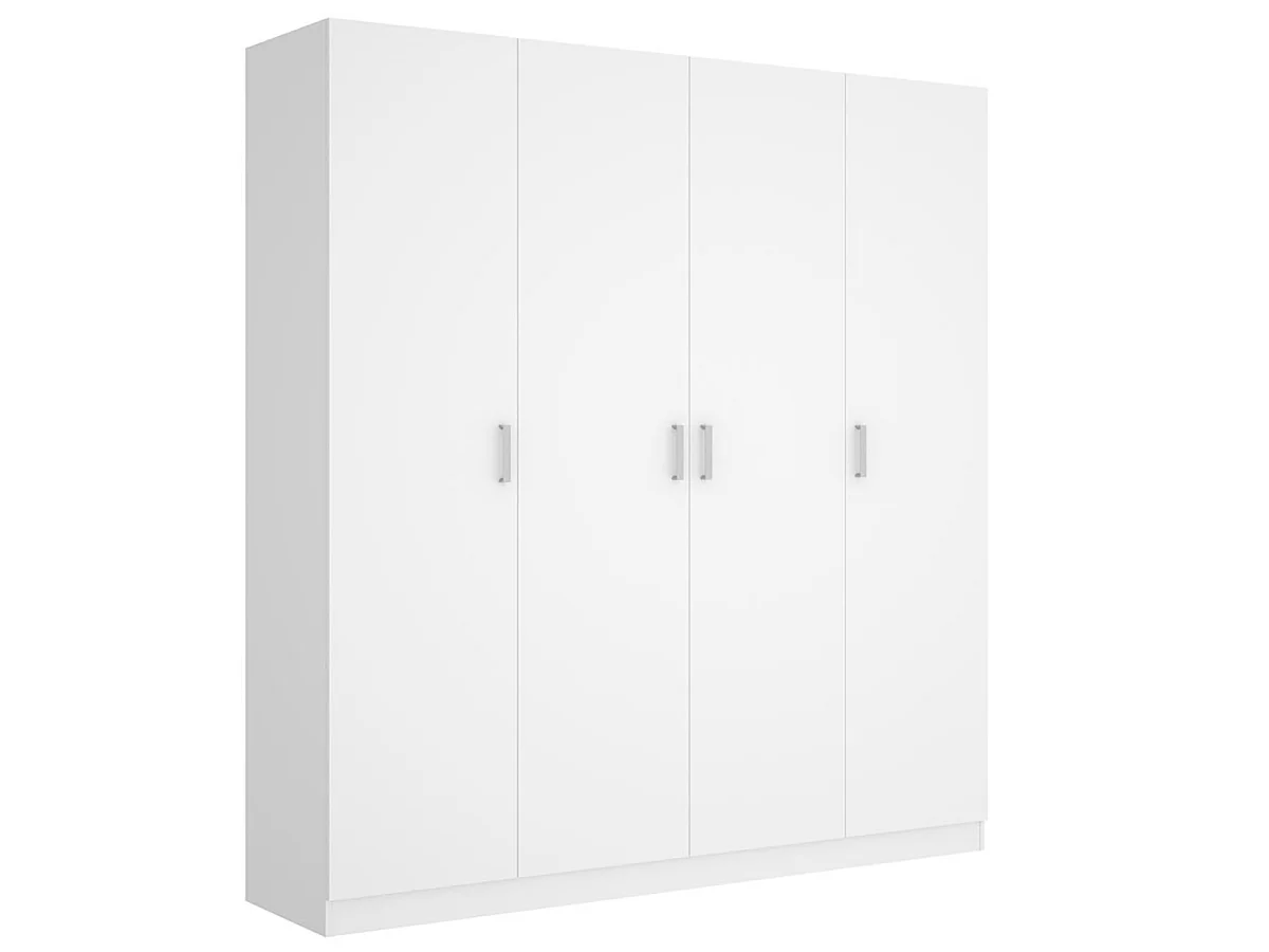 Armoire placard meuble de rangement coloris blanc - Longueur 200 x Profondeur 52 x Hauteur 215 cm