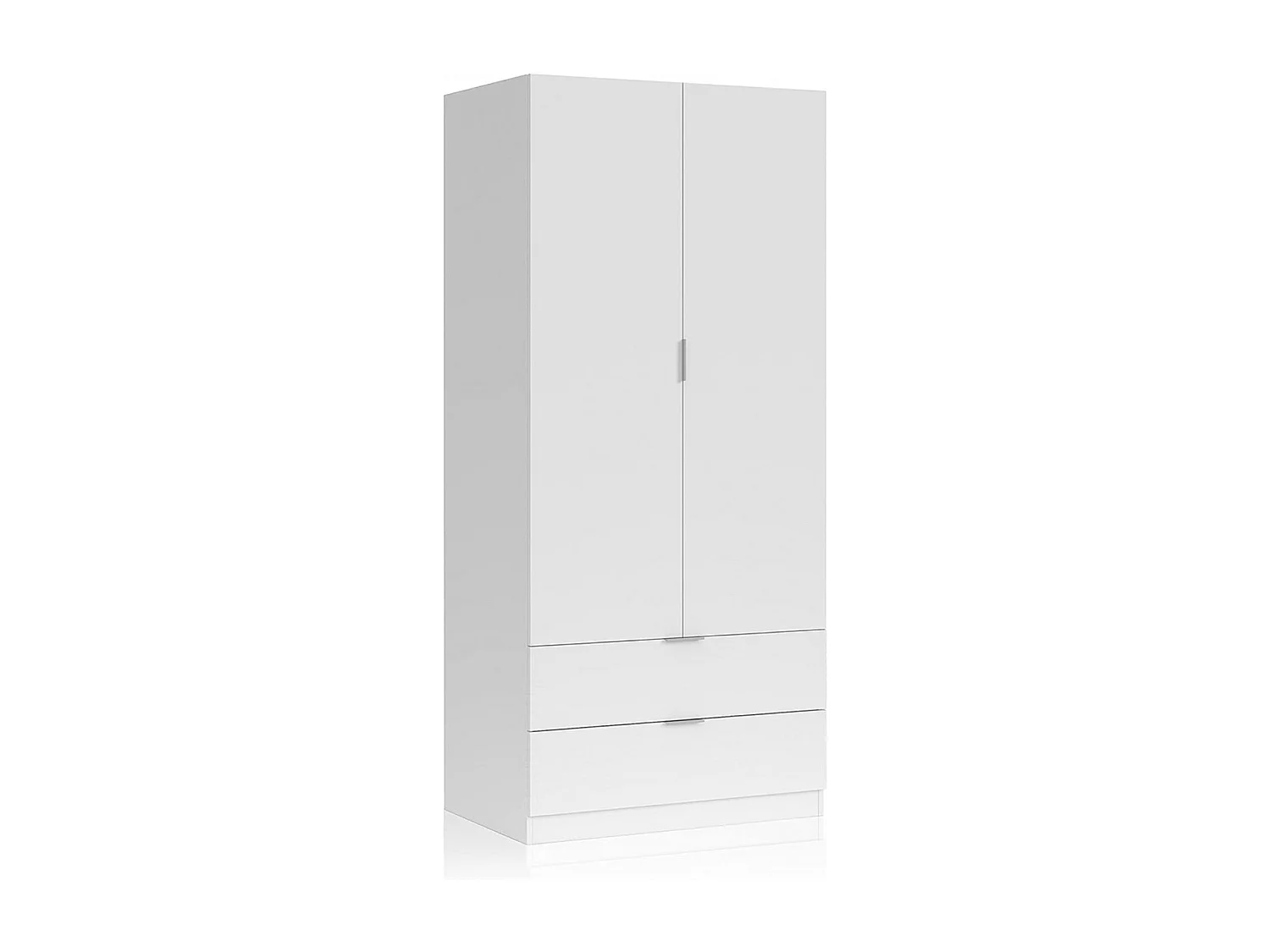 Armoire avec 2 tiroirs et 2 portes coloris Blanc en mélamine - Dim: 180 x 81 x 52 cm.