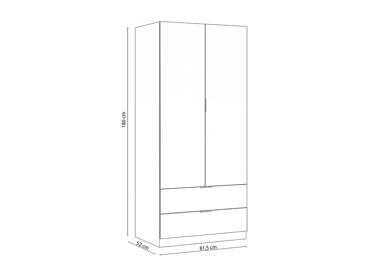 Armoire avec 2 tiroirs et 2 portes coloris Blanc en mélamine - Dim: 180 x 81 x 52 cm.