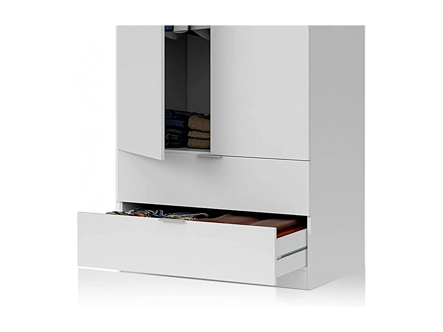 Armoire avec 2 tiroirs et 2 portes coloris Blanc en mélamine - Dim: 180 x 81 x 52 cm.