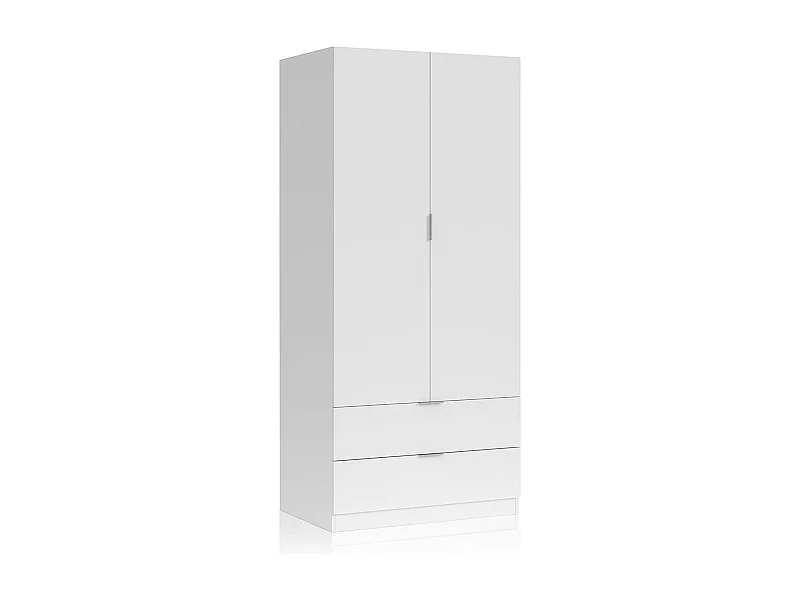 Armoire avec 2 tiroirs et 2 portes coloris Blanc en mélamine - Dim: 180 x 81 x 52 cm.