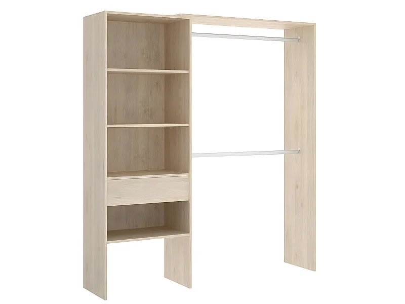 Armoire placard extensible coloris naturel - Longueur 110-160 x Hauteur 187 x Profondeur 40 cm