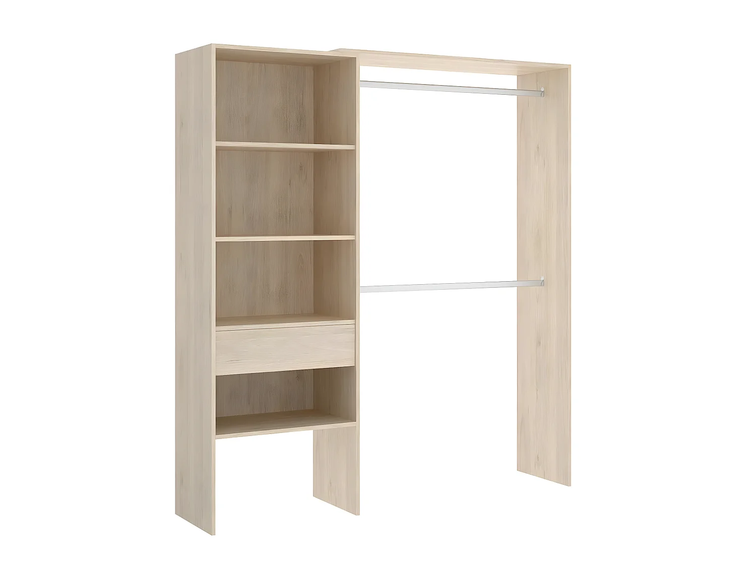 Armoire placard extensible coloris naturel - Longueur 110-160 x Hauteur 187 x Profondeur 40 cm