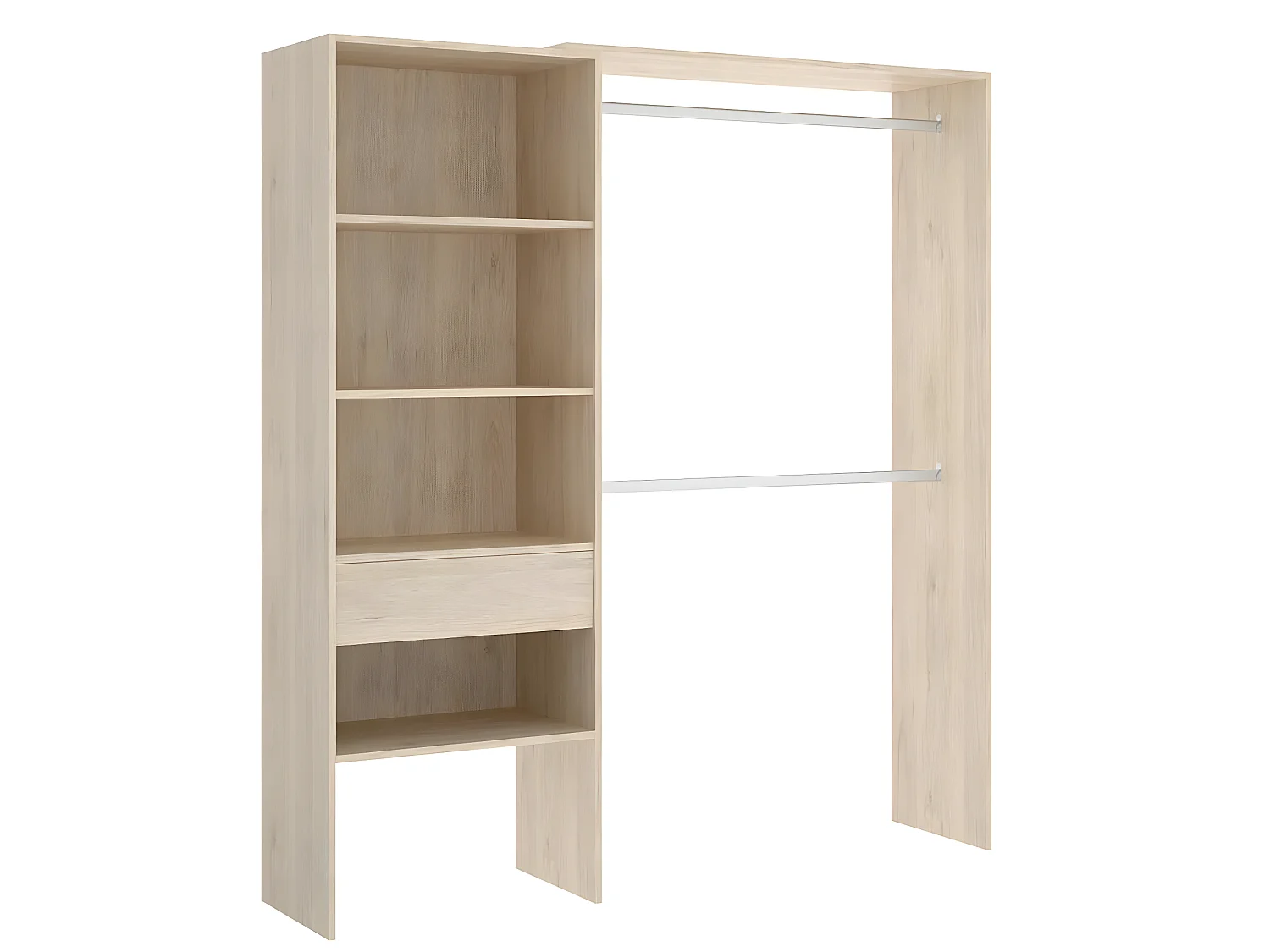 Armoire placard extensible coloris naturel - Longueur 110-160 x Hauteur 187 x Profondeur 40 cm