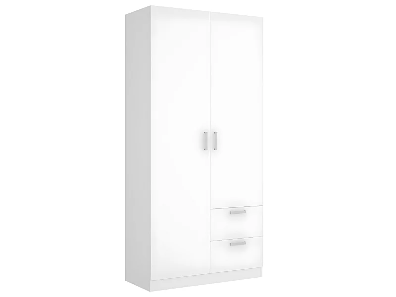 Armoire placard meuble de rangement coloris blanc - Longueur 100 x Profondeur 52 x Hauteur 215 cm