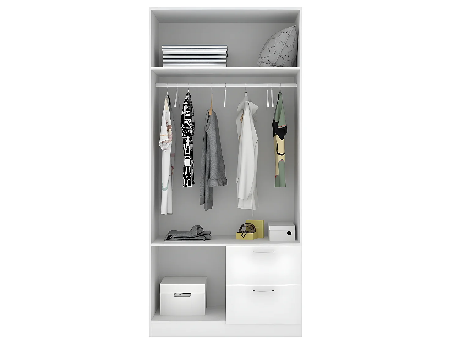 Armoire placard meuble de rangement coloris blanc - Longueur 100 x Profondeur 52 x Hauteur 215 cm