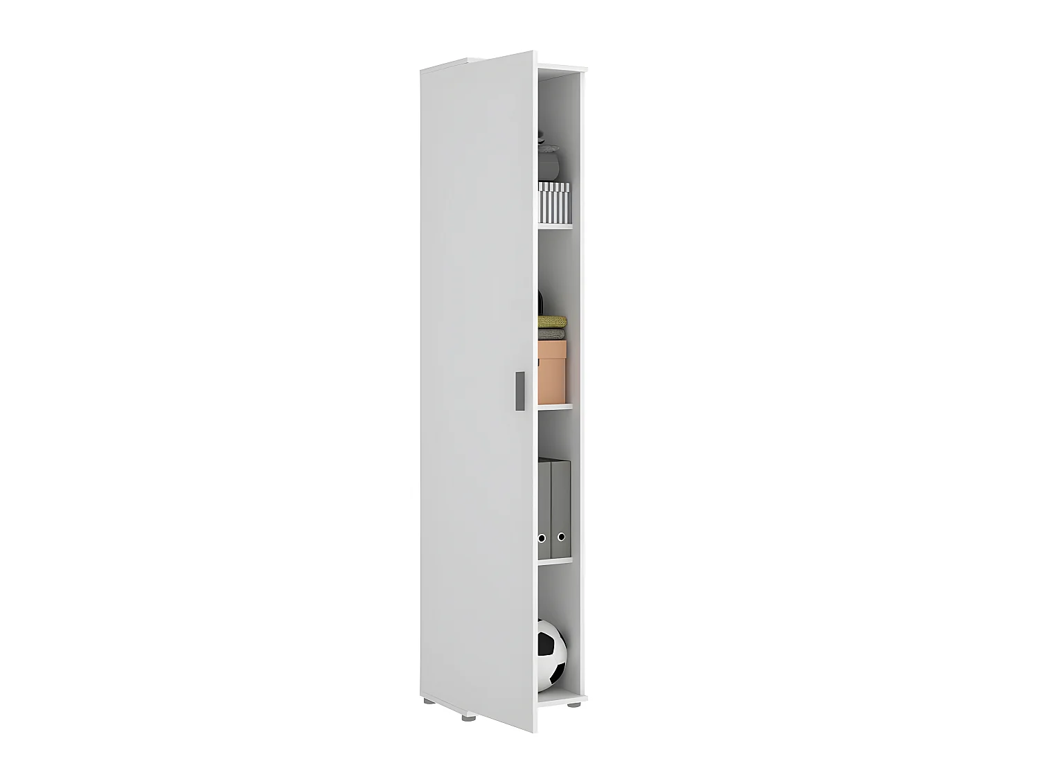 Armoire meuble de rangement coloris blanc - Longueur 39 x Profondeur 35 x Hauteur 190 cm