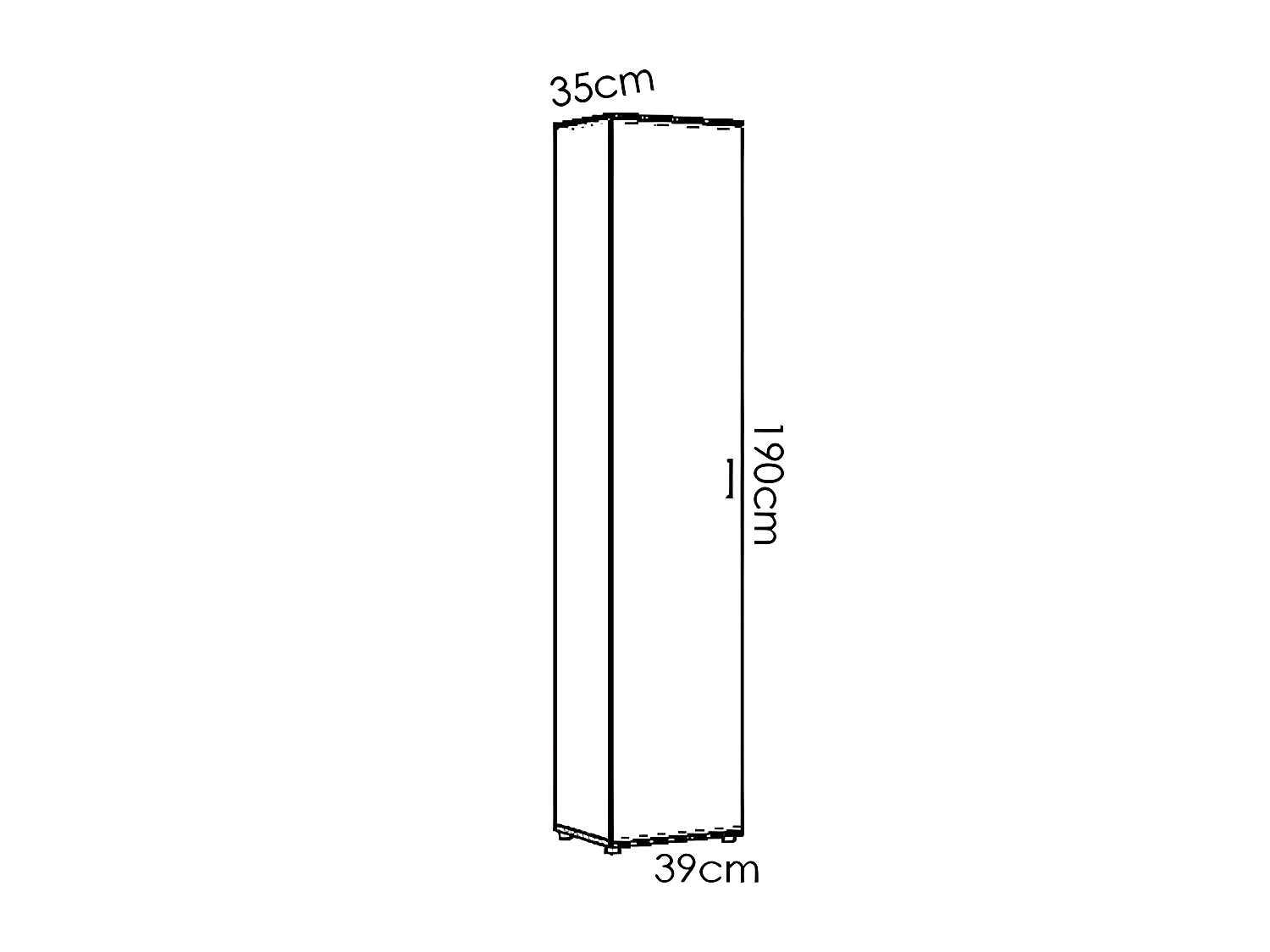 Armoire meuble de rangement coloris blanc - Longueur 39 x Profondeur 35 x Hauteur 190 cm