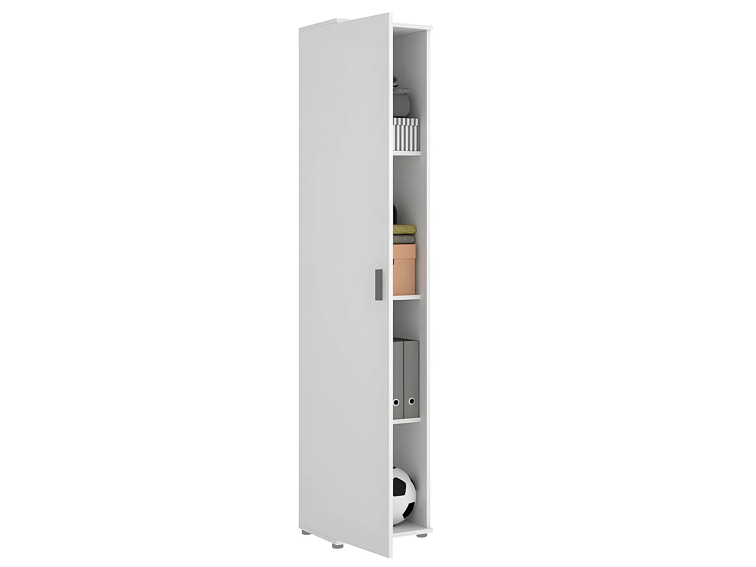 Armoire meuble de rangement coloris blanc - Longueur 39 x Profondeur 35 x Hauteur 190 cm