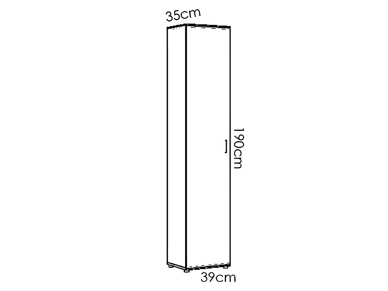Armoire meuble de rangement coloris blanc - Longueur 39 x Profondeur 35 x Hauteur 190 cm