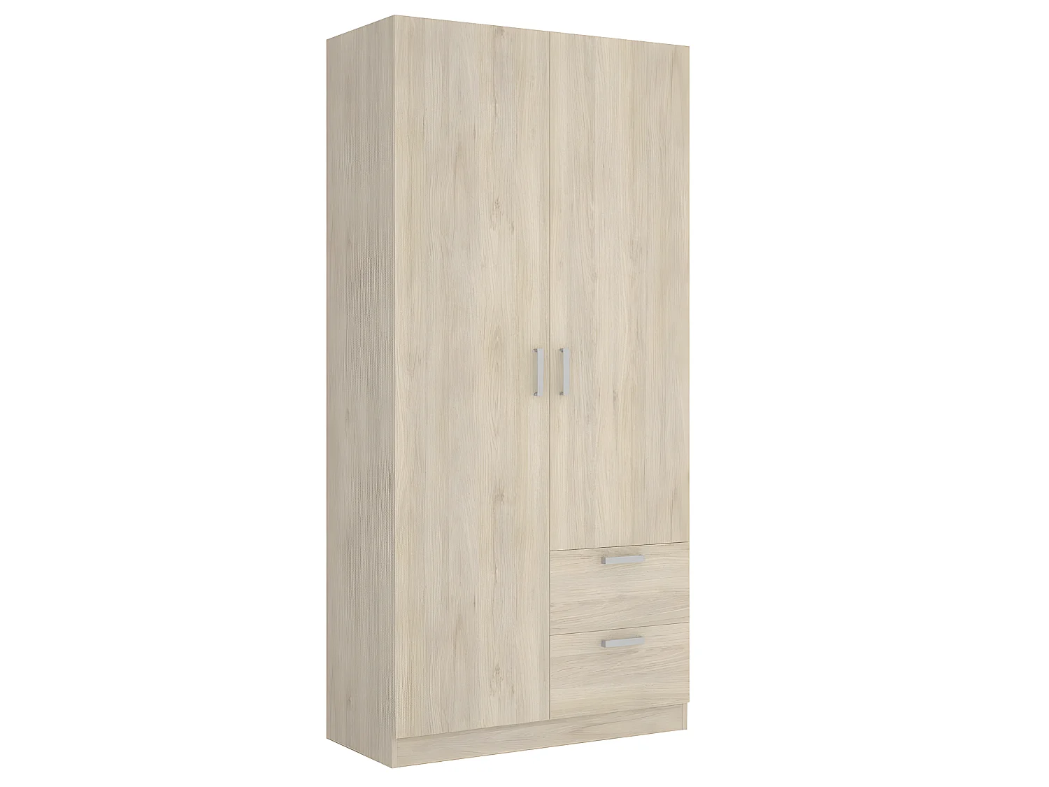 Armoire placard meuble de rangement coloris naturel - Longueur 100 x Profondeur 52 x Hauteur 215 cm