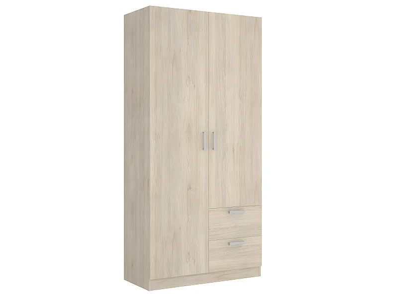 Armoire placard meuble de rangement coloris naturel - Longueur 100 x Profondeur 52 x Hauteur 215 cm