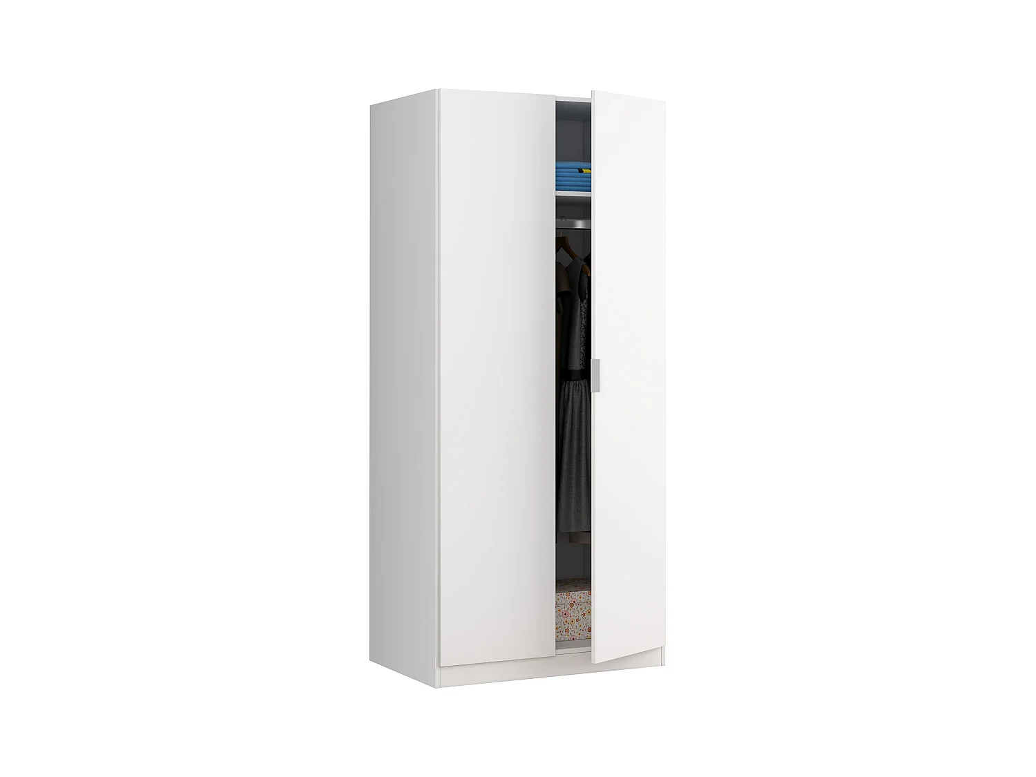 Armoire avec 2 portes coloris blanc - 180 x 81 x 52 cm