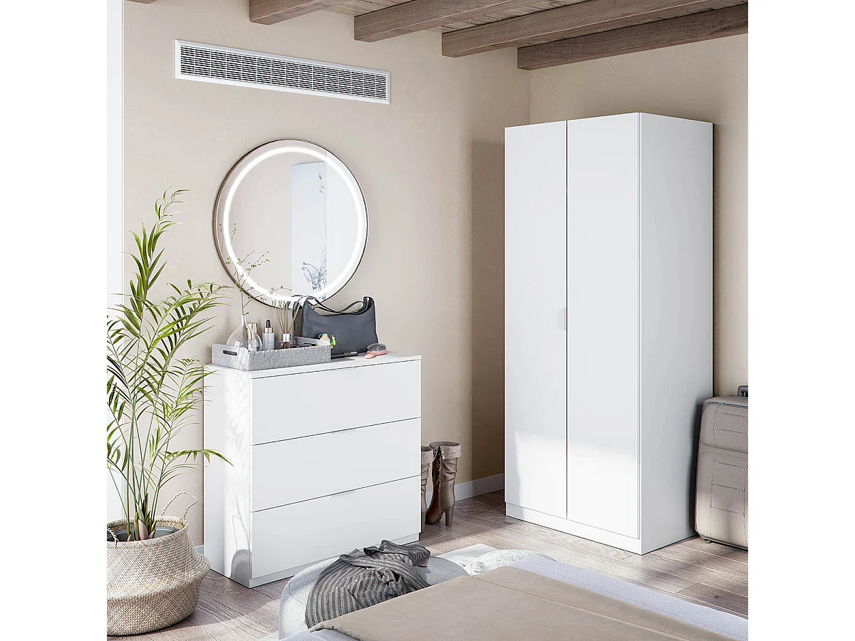 Armoire avec 2 portes coloris blanc - 180 x 81 x 52 cm