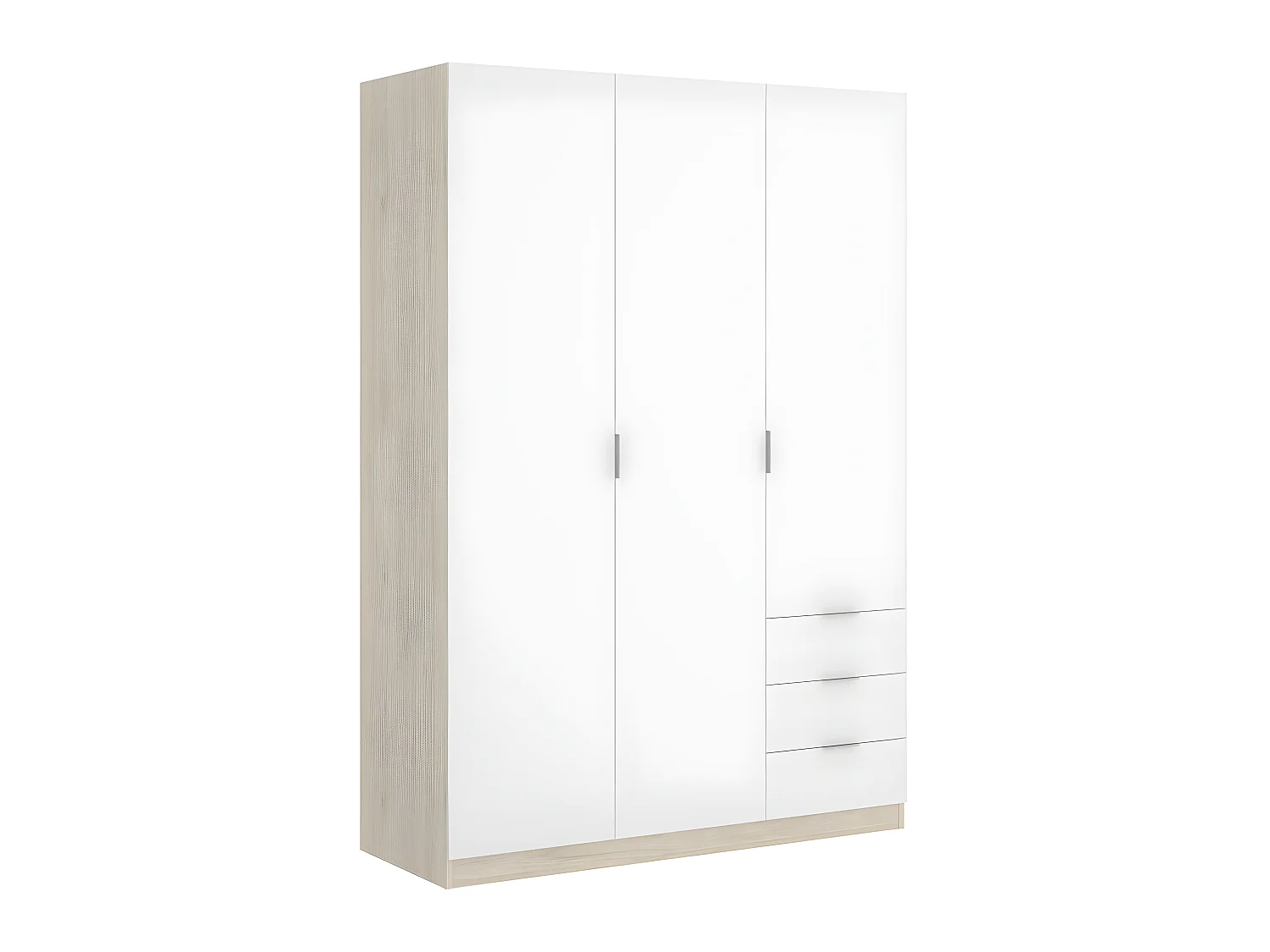 Armoire placard meuble de rangement coloris naturel/blanc - Longueur 121 x Profondeur 52 x Hauteur 184 cm
