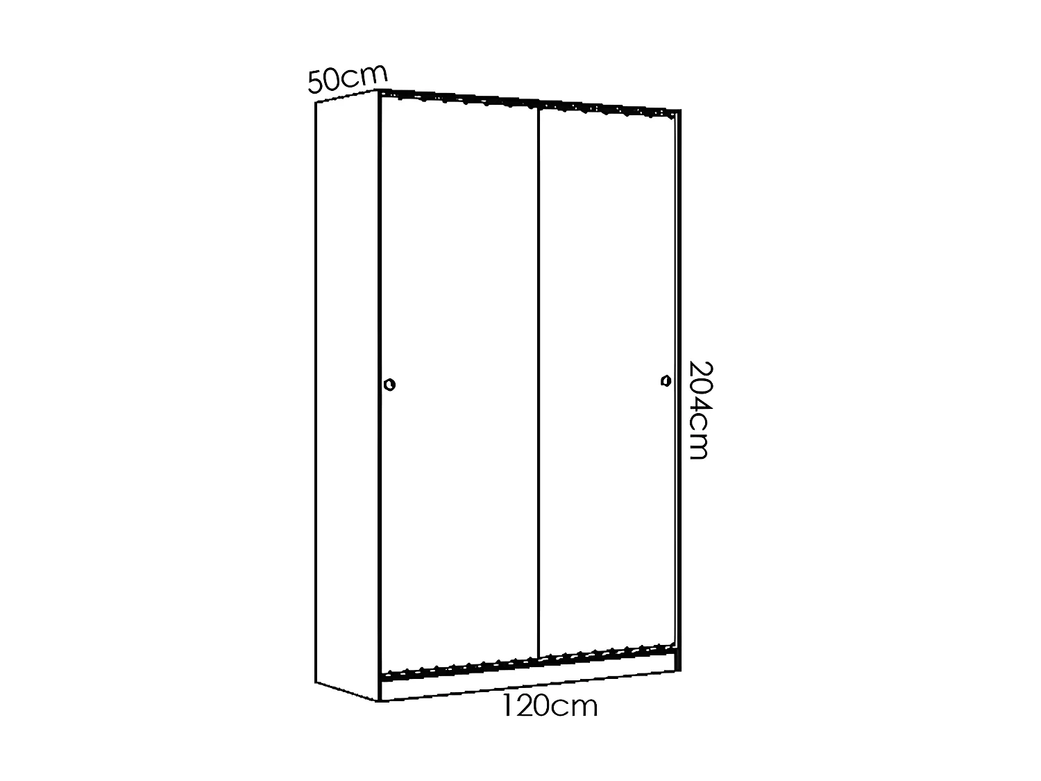 Armoire à portes coulissantes coloris naturel/blanc brillant - Longueur 120 x Profondeur 50 x Hauteur 204 cm